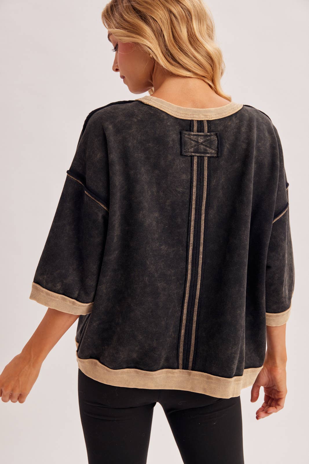 Boxy Short Sleeve Contrast Top