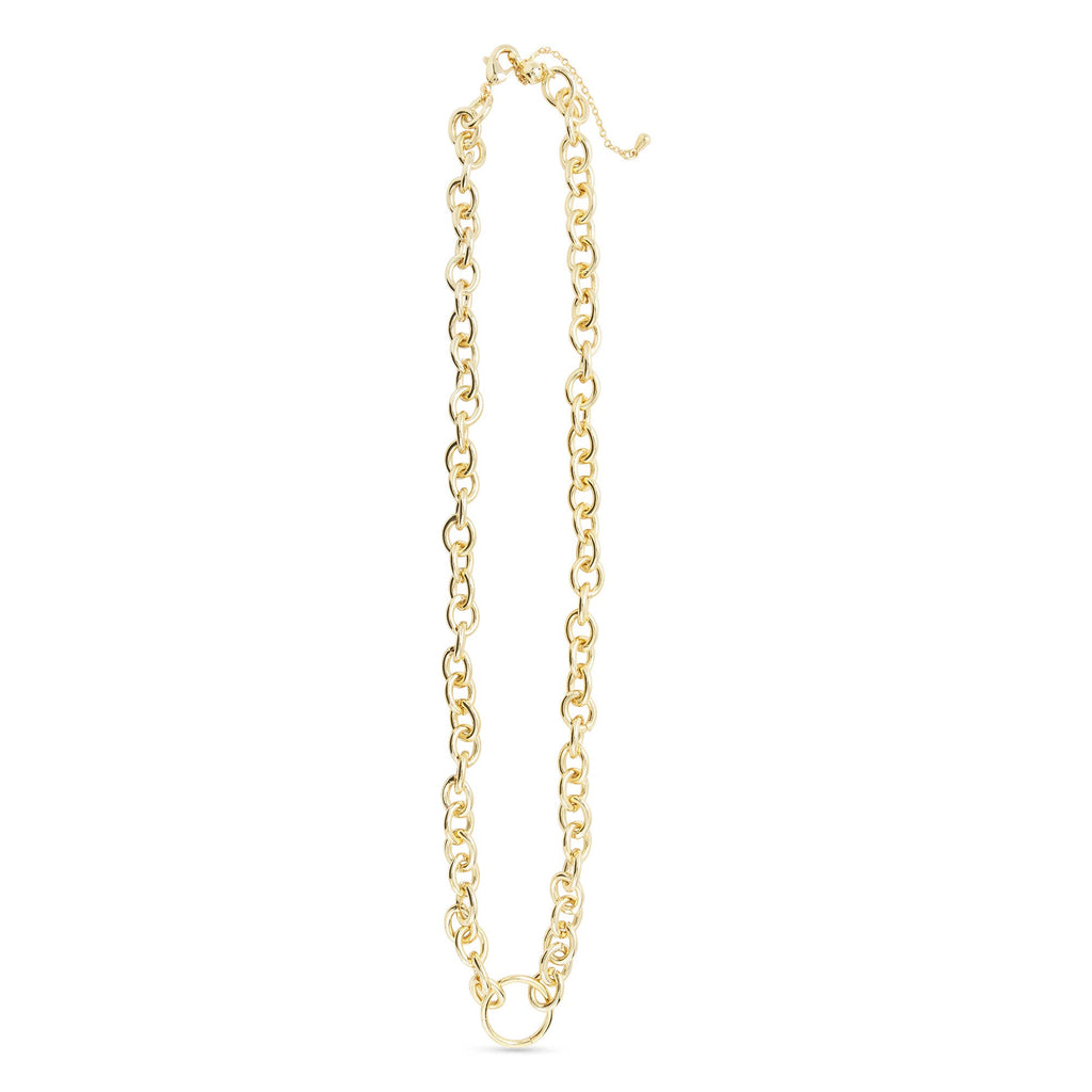 Charm Clasp Necklace: Yellow Gold / Station Bead Chain