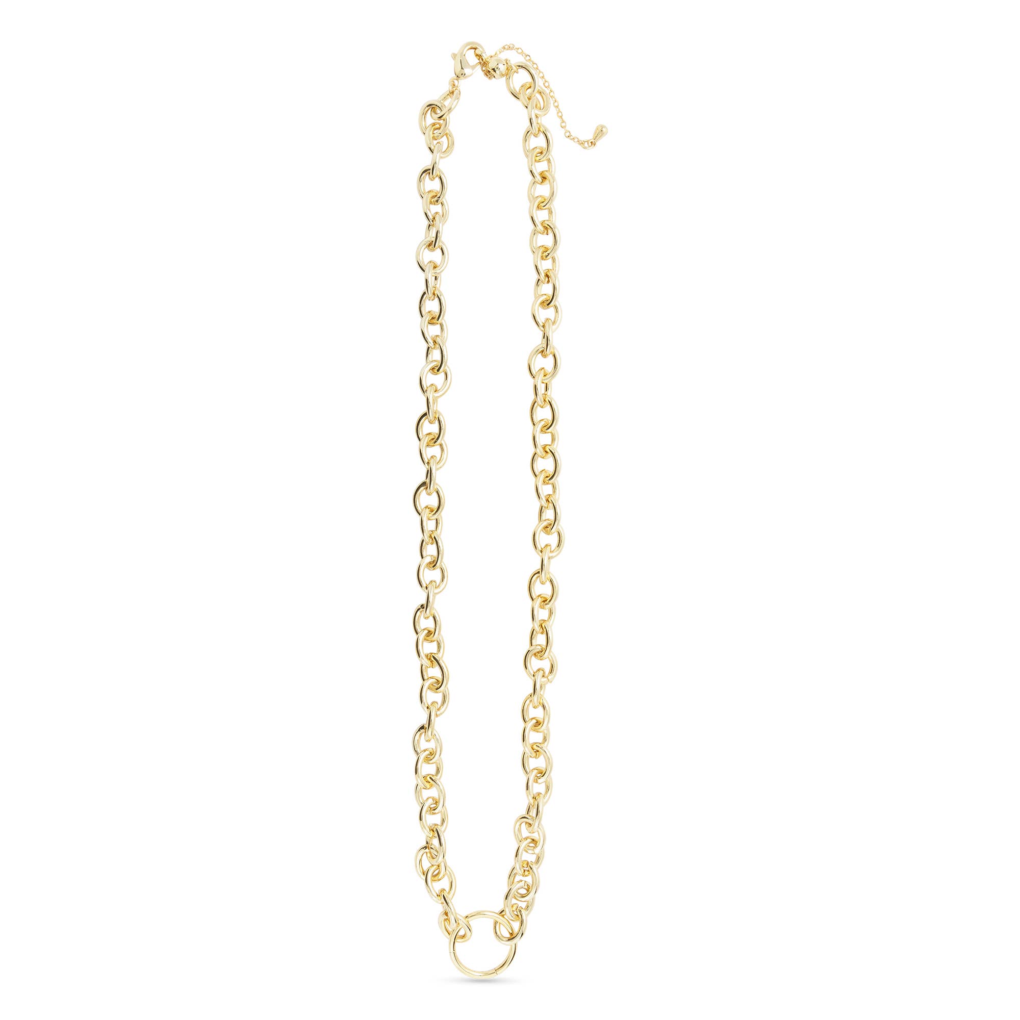 Charm Clasp Necklace: Silver / Station Bead Chain