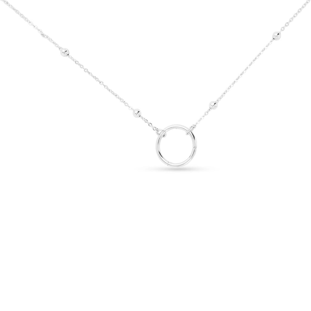 Charm Clasp Necklace: Silver / Station Bead Chain