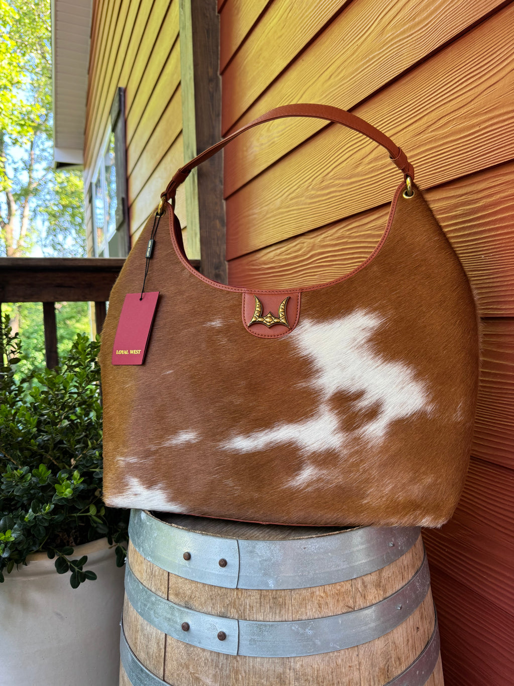 Loyal West Large Purse - Cowhide & Calfskin (Brown & White)