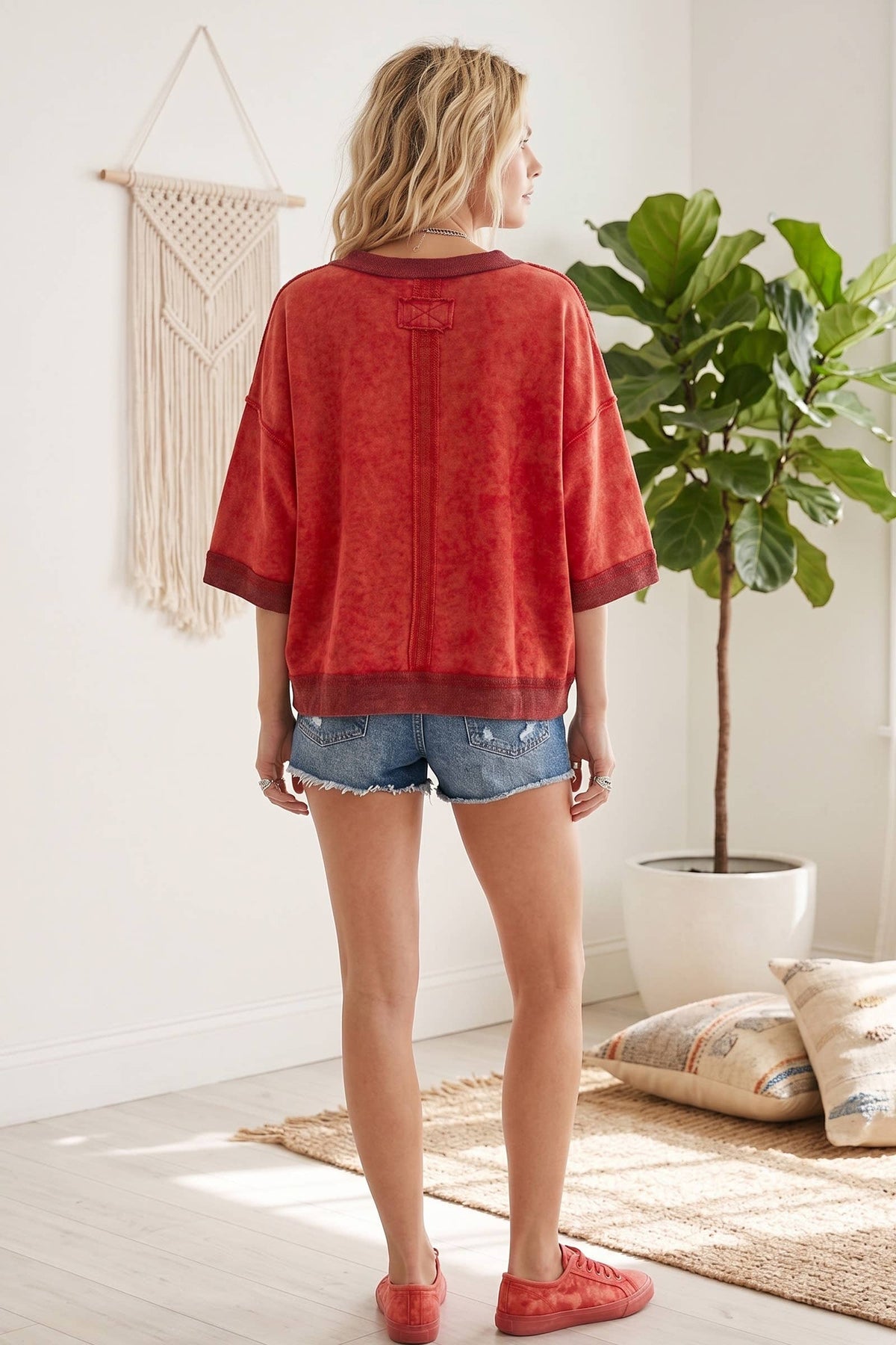 Mineral-Washed Oversized French Terry Top