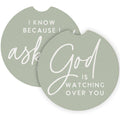 God Is Watching Asked - Car Coasters
