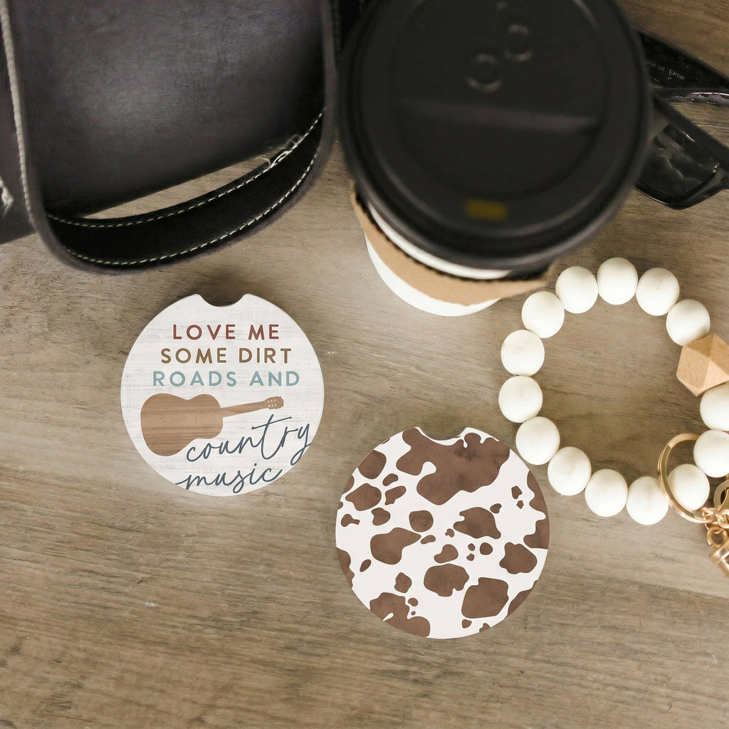 Country Music Cow Print - Car Coasters