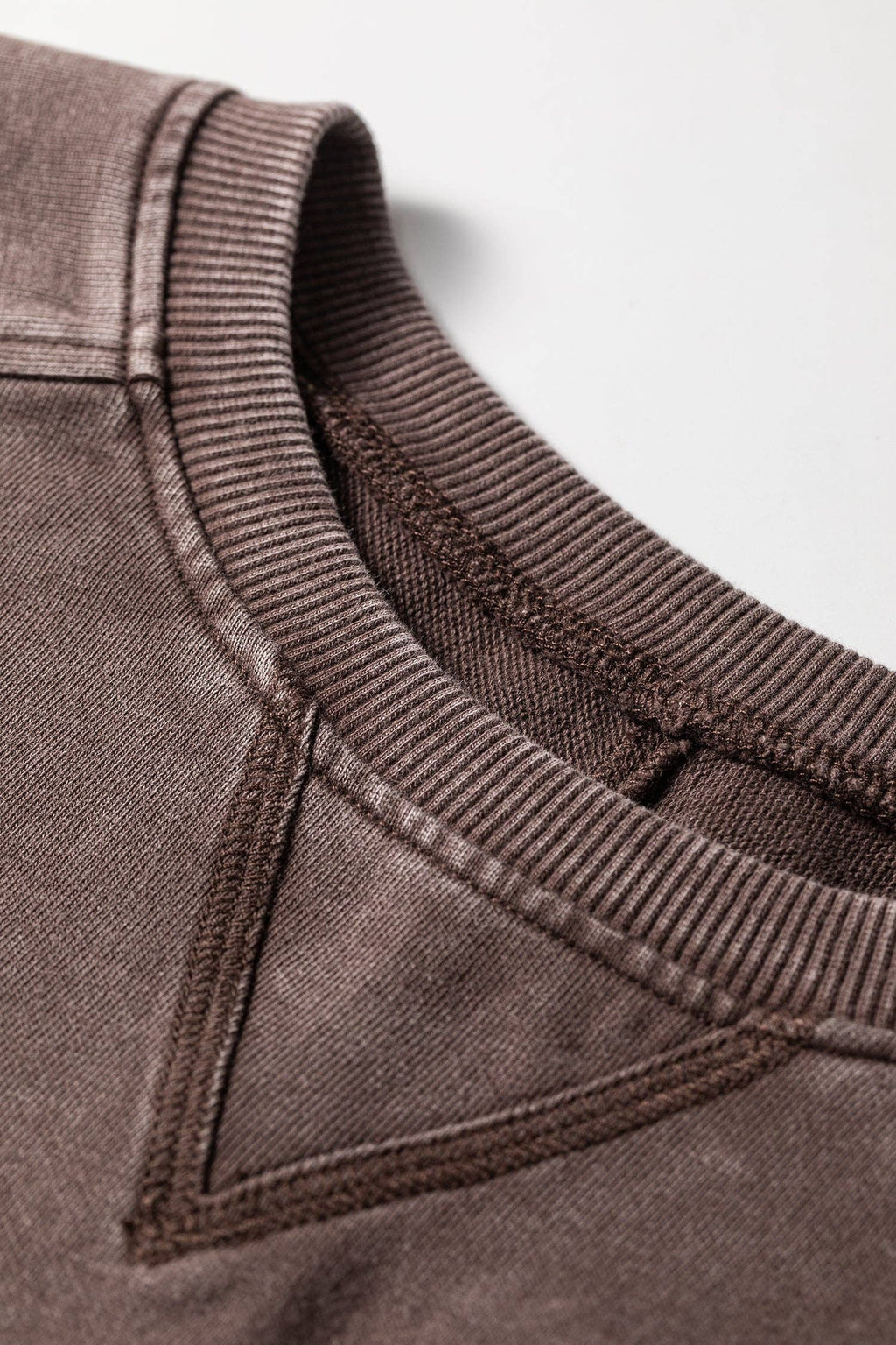 OMG! Mineral Wash Reverse Seam 3/4 Sleeve Top: Dark Brown
