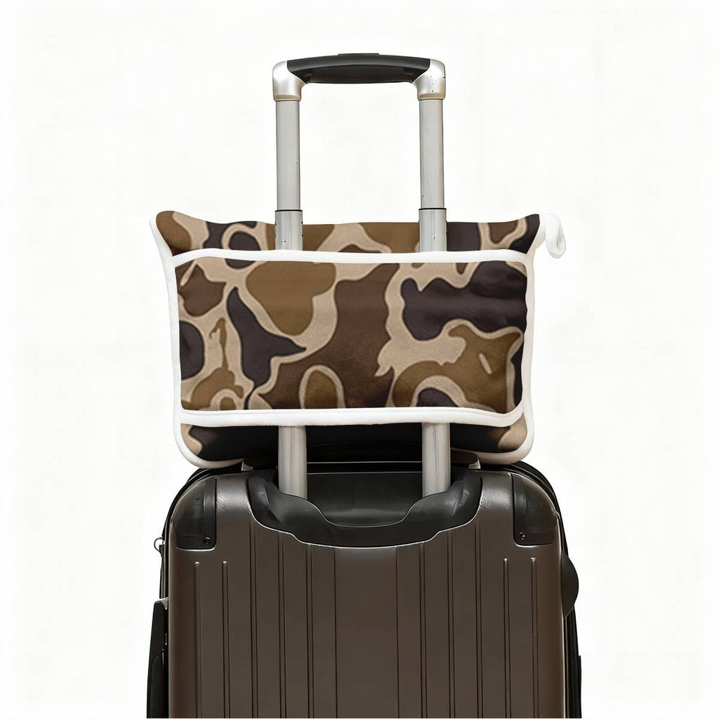 Camouflage Plush Travel Throw Blanket & Matching Case
