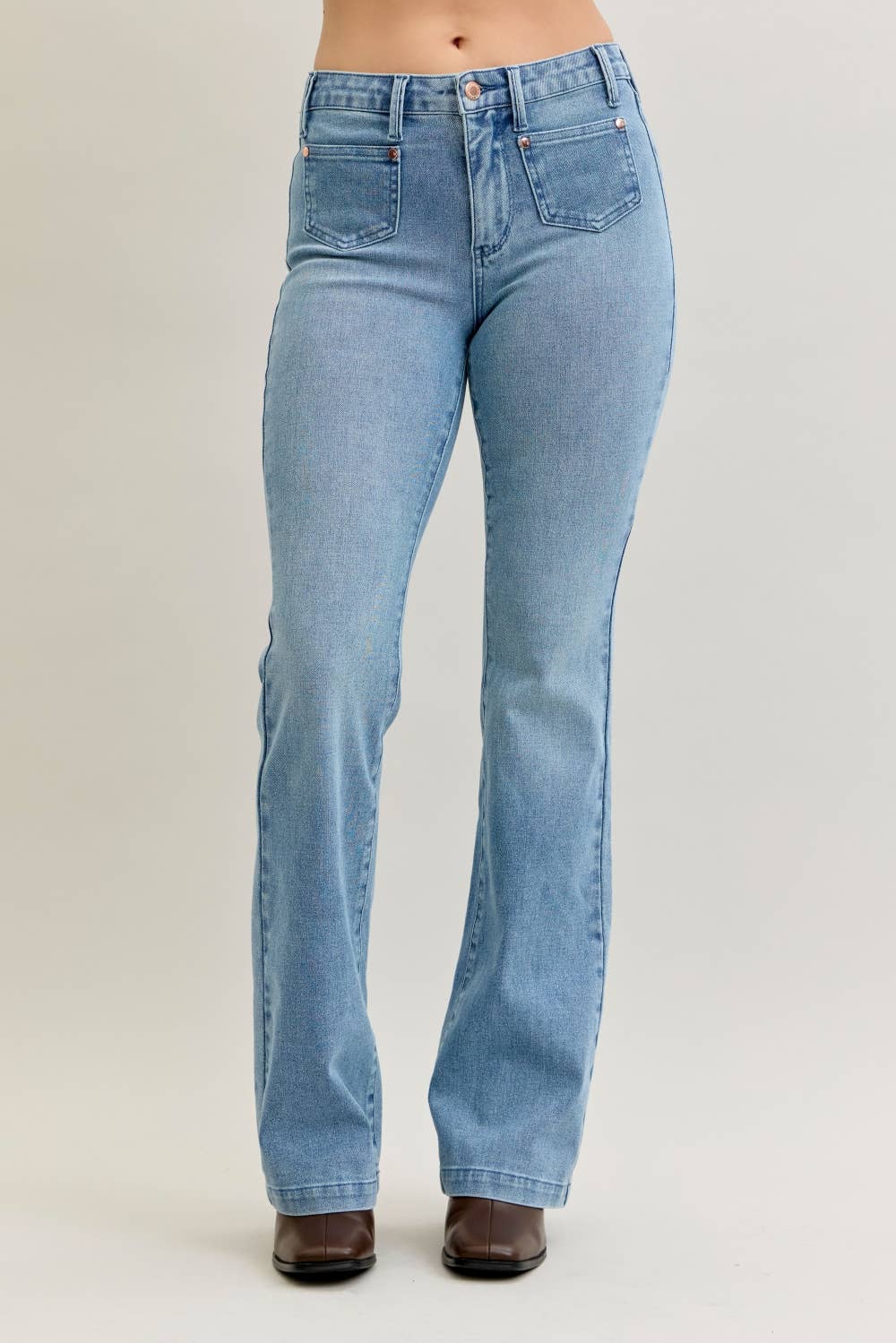 Bootcut Contrast Wash & Front Patch Pocket