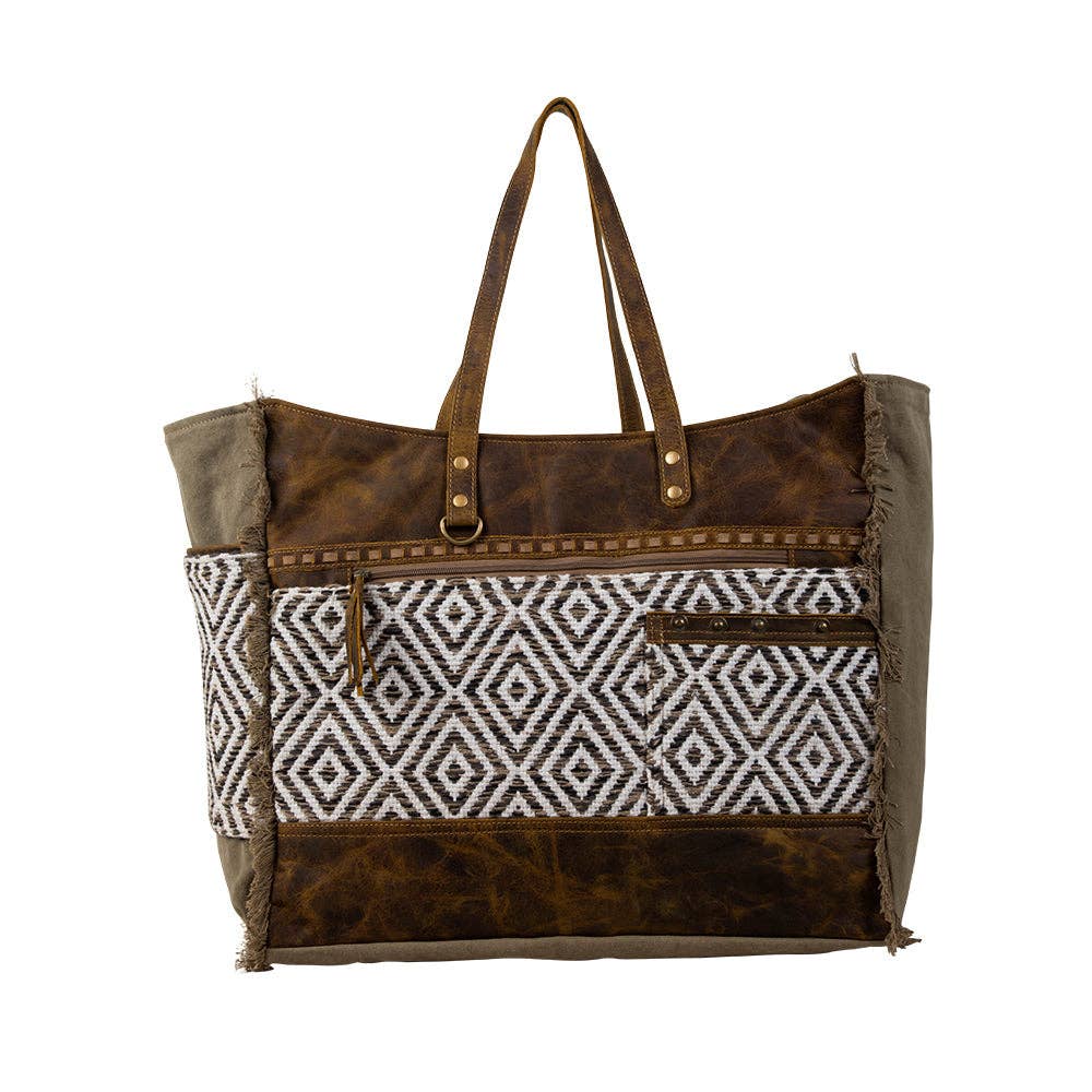 Sand Weaver Weekender Bag: Rich Chocolate & Olive Sandstone
