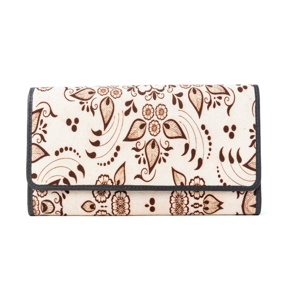 Vanilla Vine Woven Wallet in Sepia Bloom