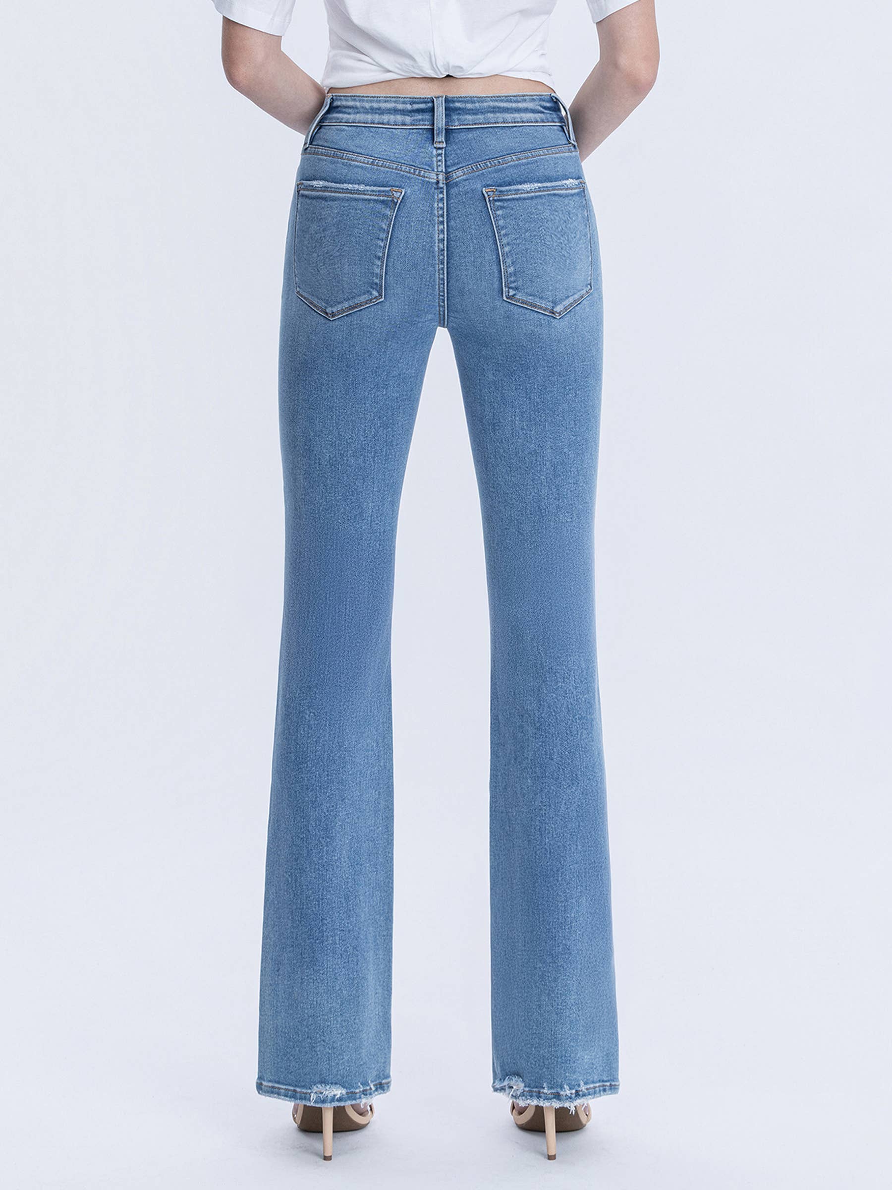 HIGH RISE SEAM DETAILED FULL LENGTH BOOTCUT JEANS