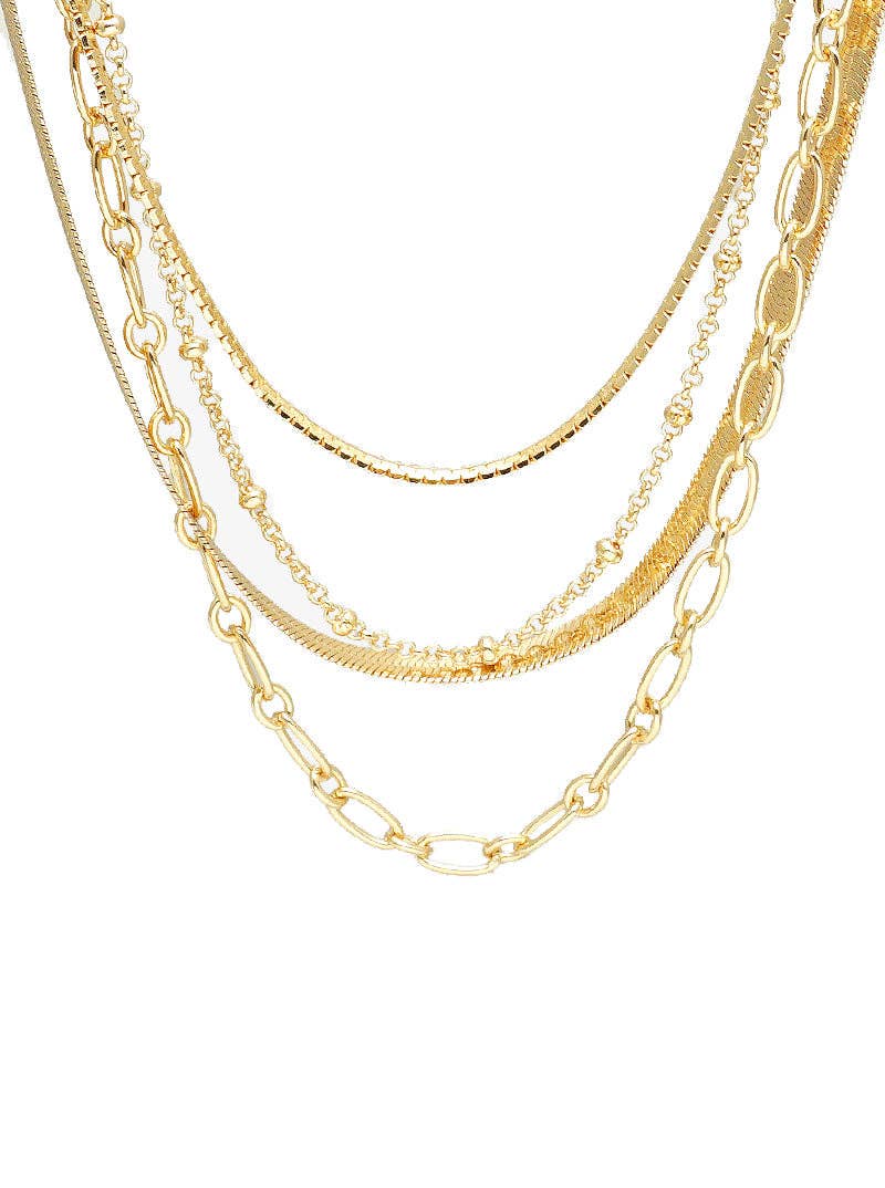Metal Multi-Chain Layered Necklace: GOLD