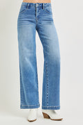 Risen Tummy Control Mid Rise Wide Leg Jeans