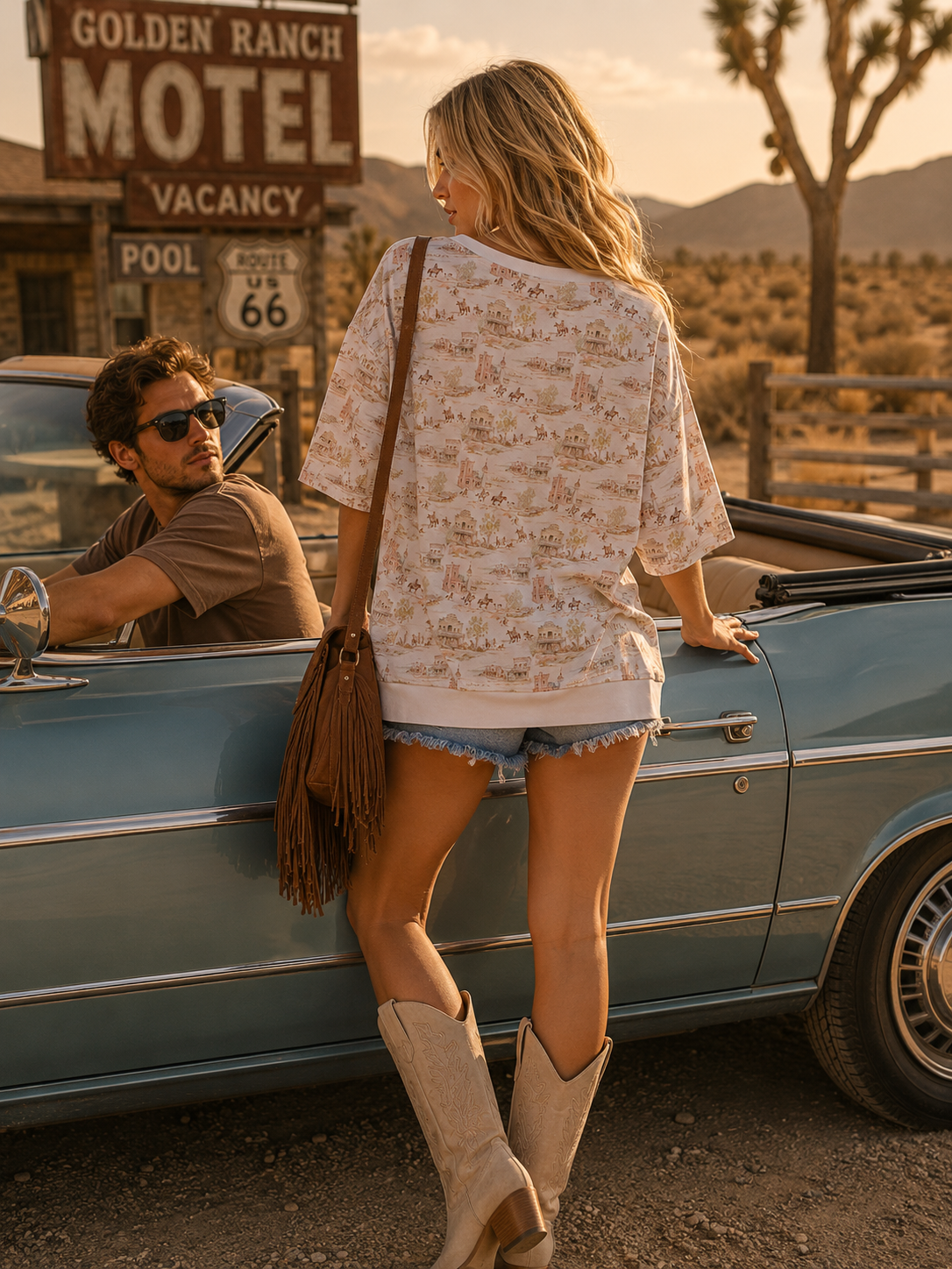 Scenic Print Relaxed Fit Top – Ready to Ship: IVORY