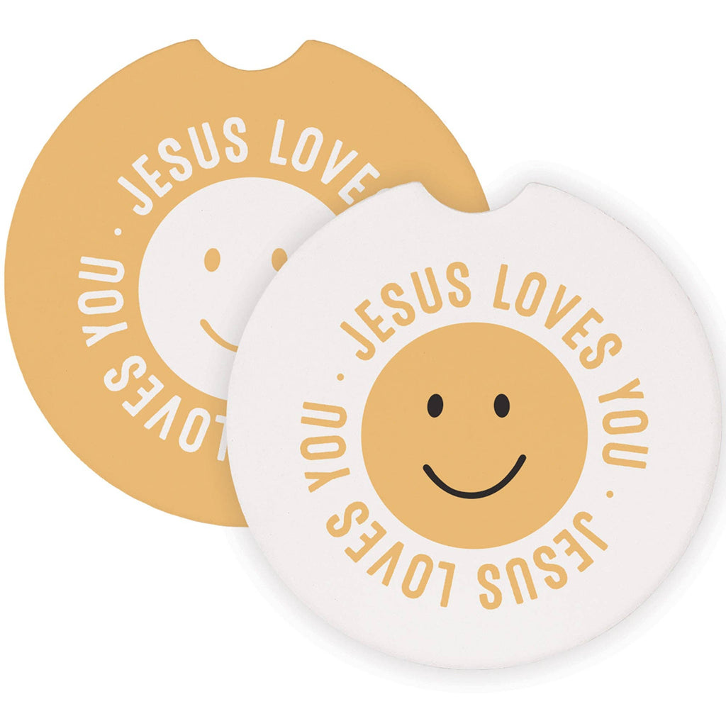 Jesus Loves Smiley - Car Coasters