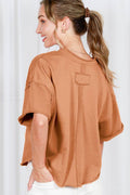 Vintage-Inspired Cut Edge Knit Top: Mocha