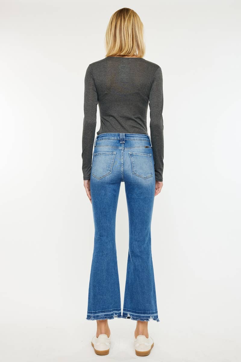 Kan Can High Rise Crop Bootcut Jeans (Medium Wash)