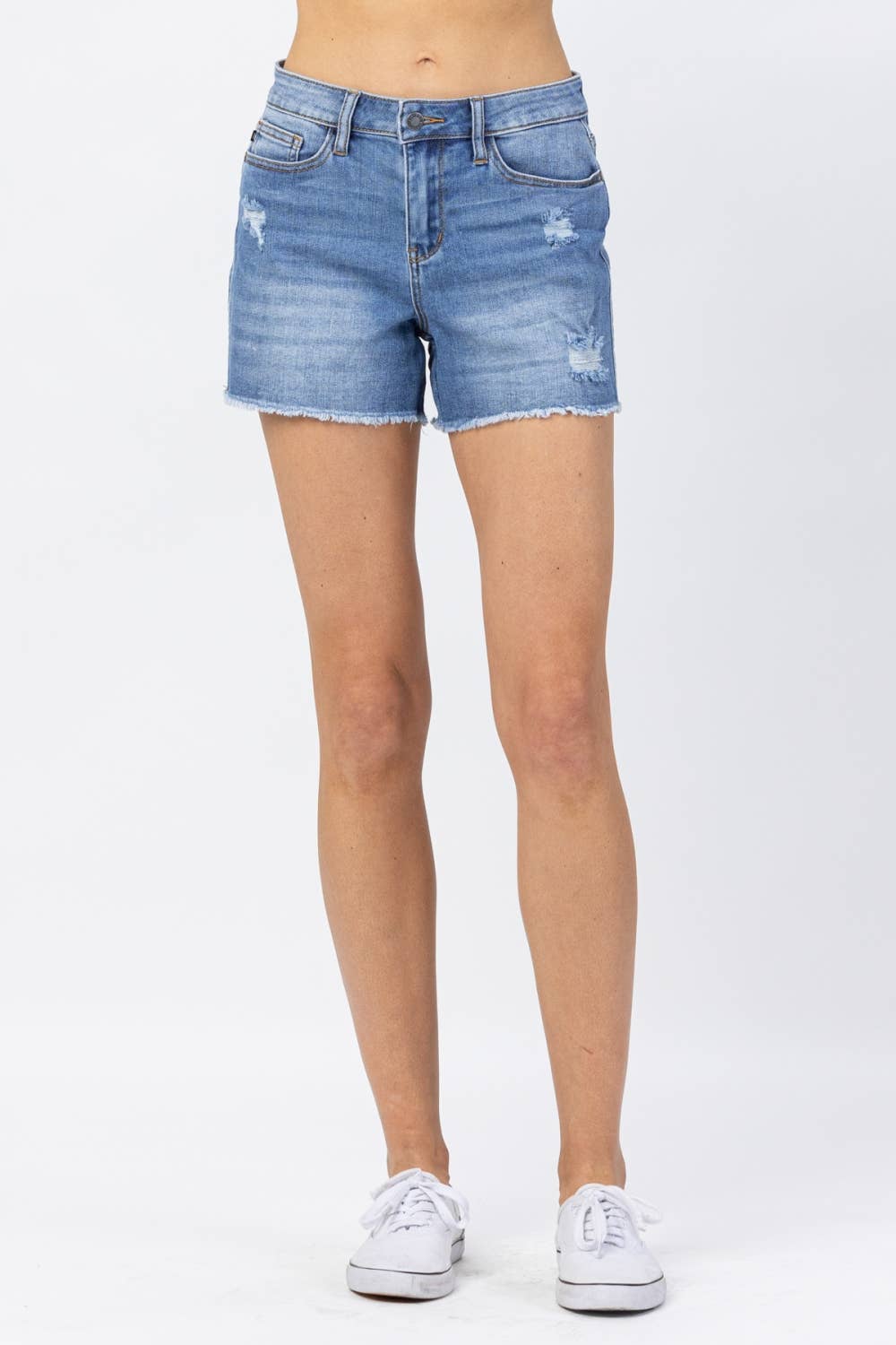 HIGH WAIST DISTRESSED SHORTS (XL Only)