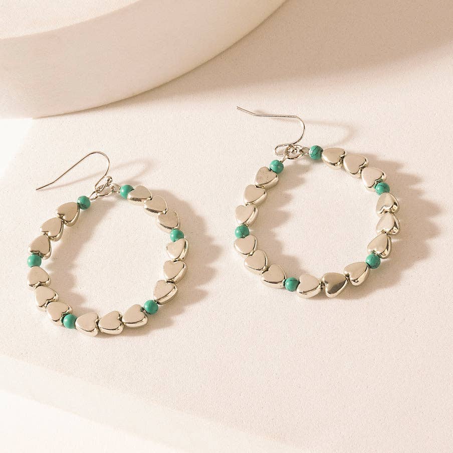 Trail of Hearts Hoop Earrings in Arctic Silver: Arctic Silver