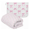 Pink Bows Plush Travel Throw Blanket & Matching Case