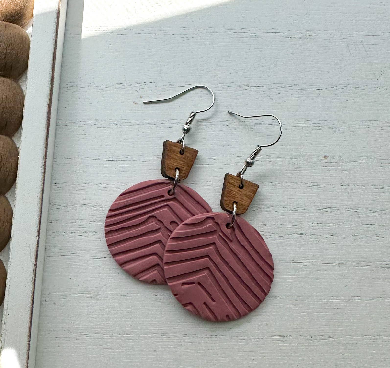 Polymer Clay Earrings - Everyday - Boho: Olive / Gold Plated