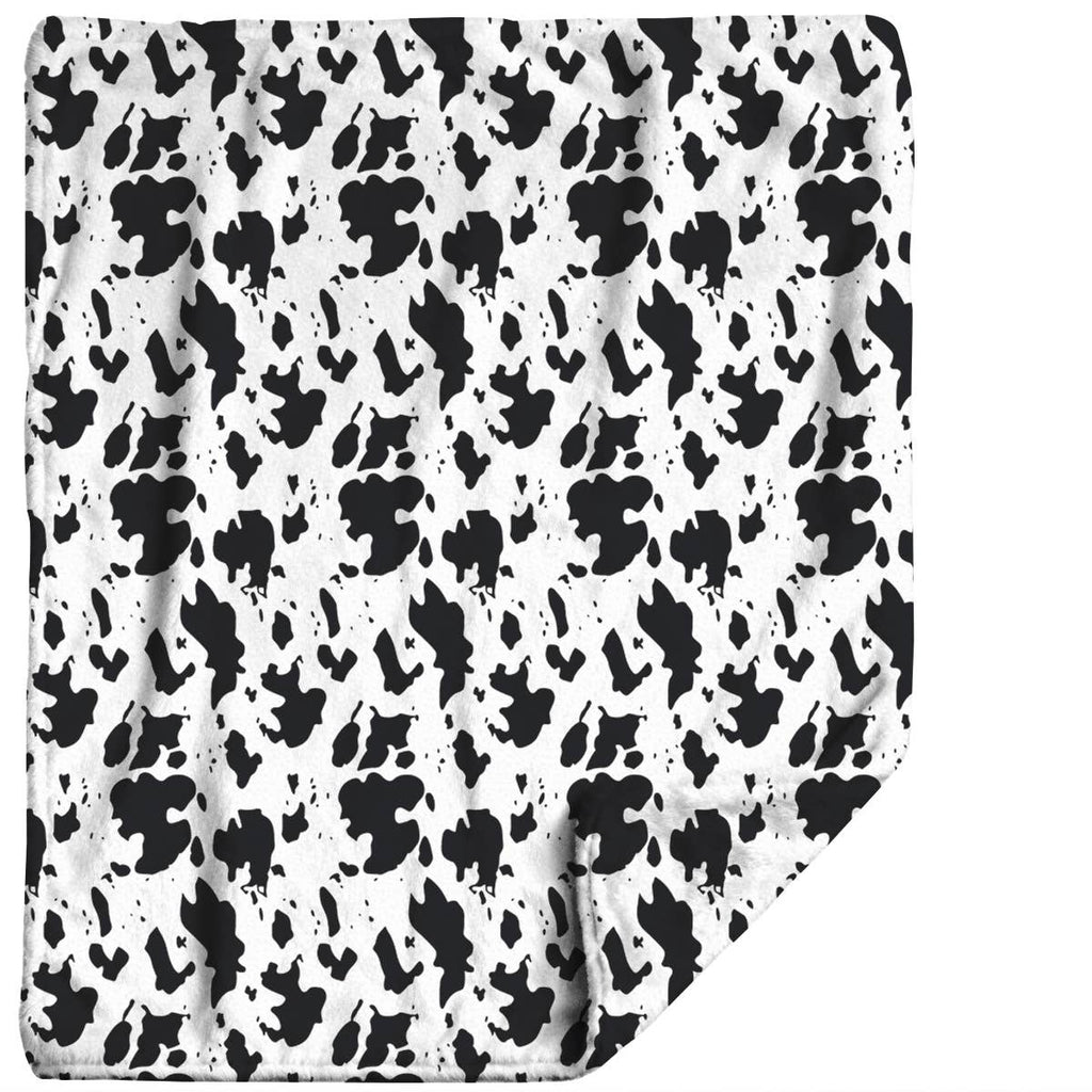 Cow Print Plush Travel Throw Blanket with Matching Case