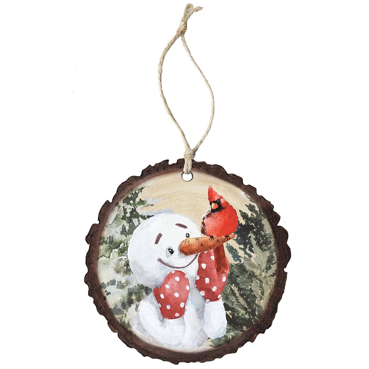 Snowman Cardinal - Round Ornaments