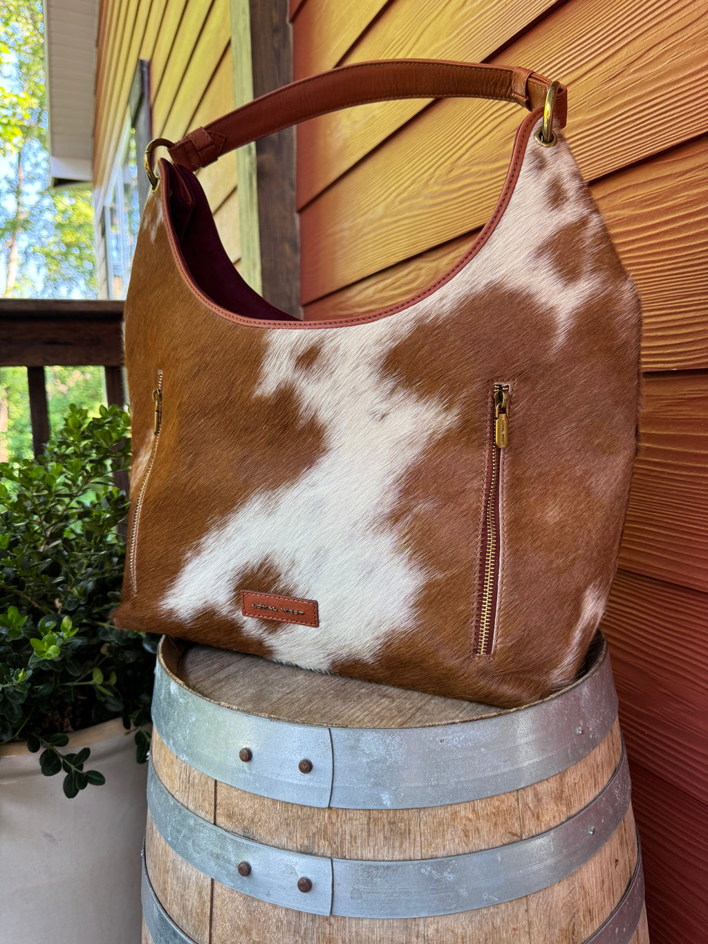 Loyal West Large Purse - Cowhide & Calfskin (Brown & White)