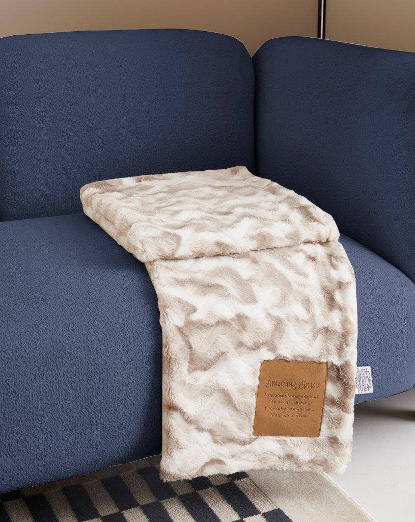 Amazing Grace Faux Fur Patch Throw Blanket