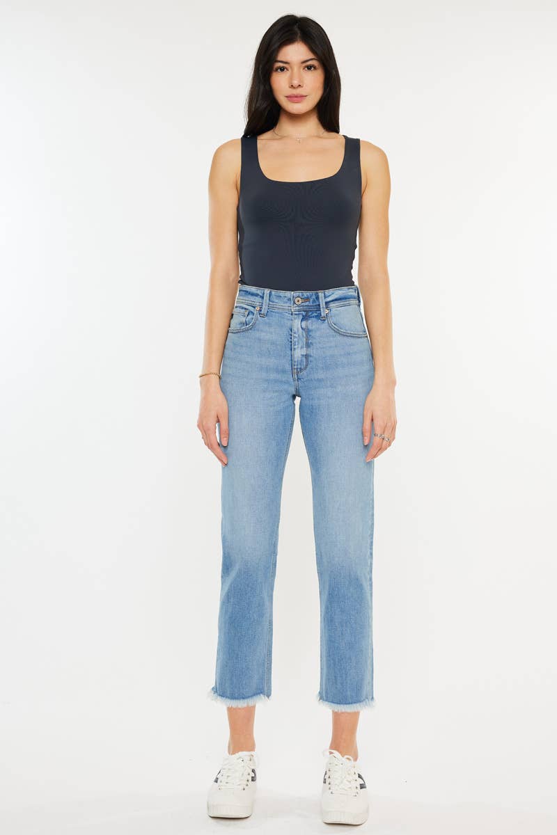 OPEN PACK HIGH RISE SLIM STRAIGHT JEANS - Medium Light