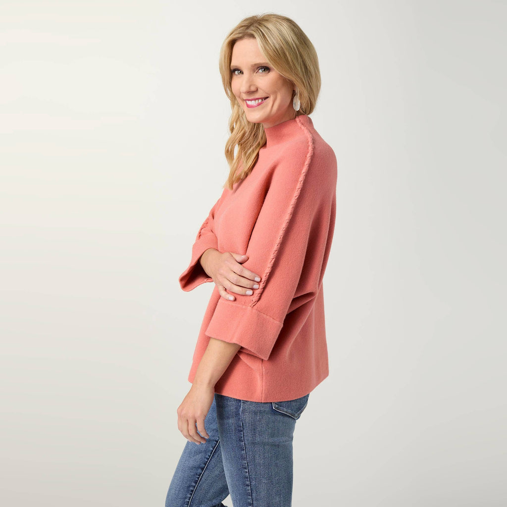 Heavenly-Luxe Stitch Detail Funnel Neck Sweater
