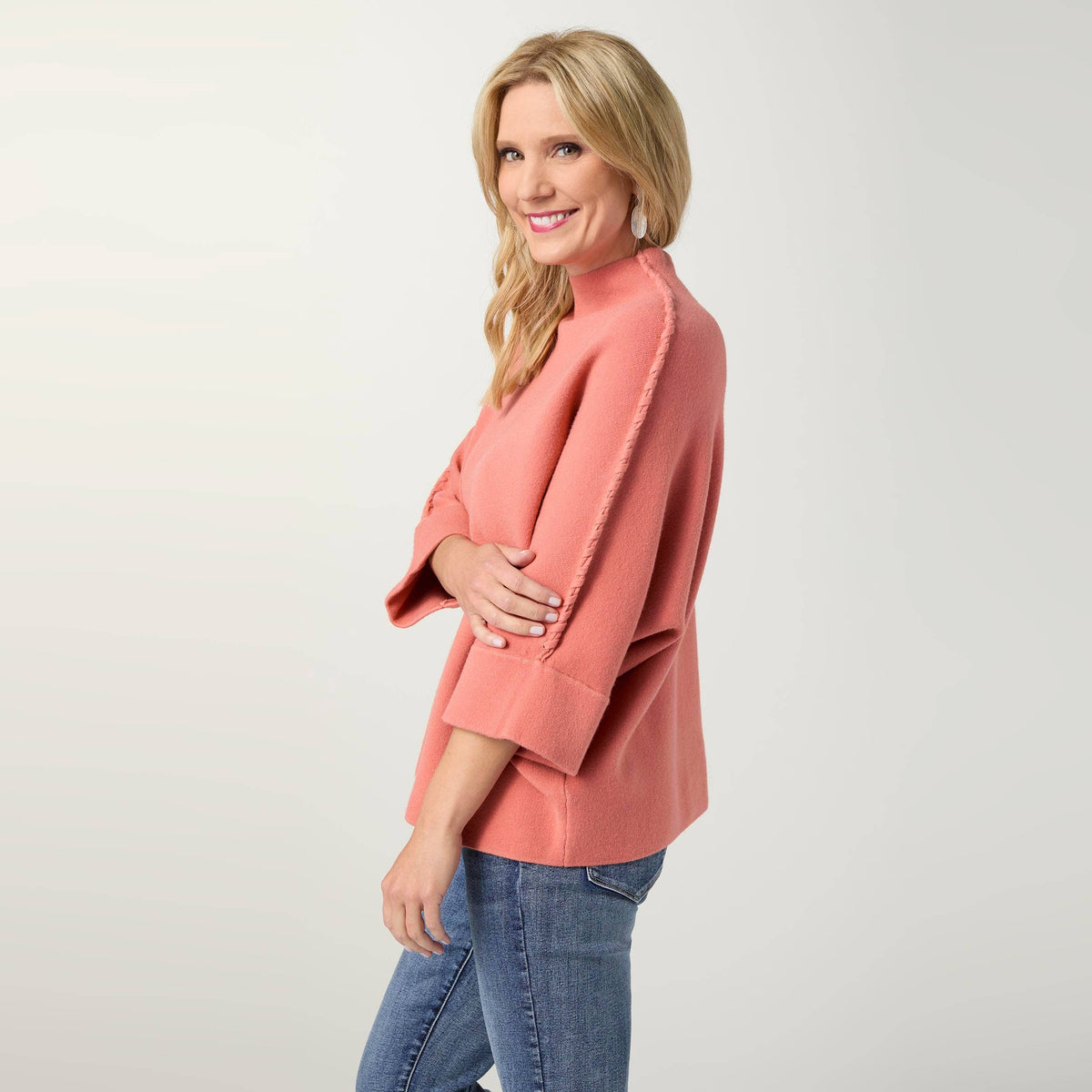 Heavenly-Luxe Stitch Detail Funnel Neck Sweater