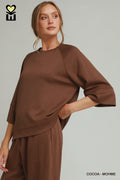 3/4 Raglan Sleeve Top: Cocoa