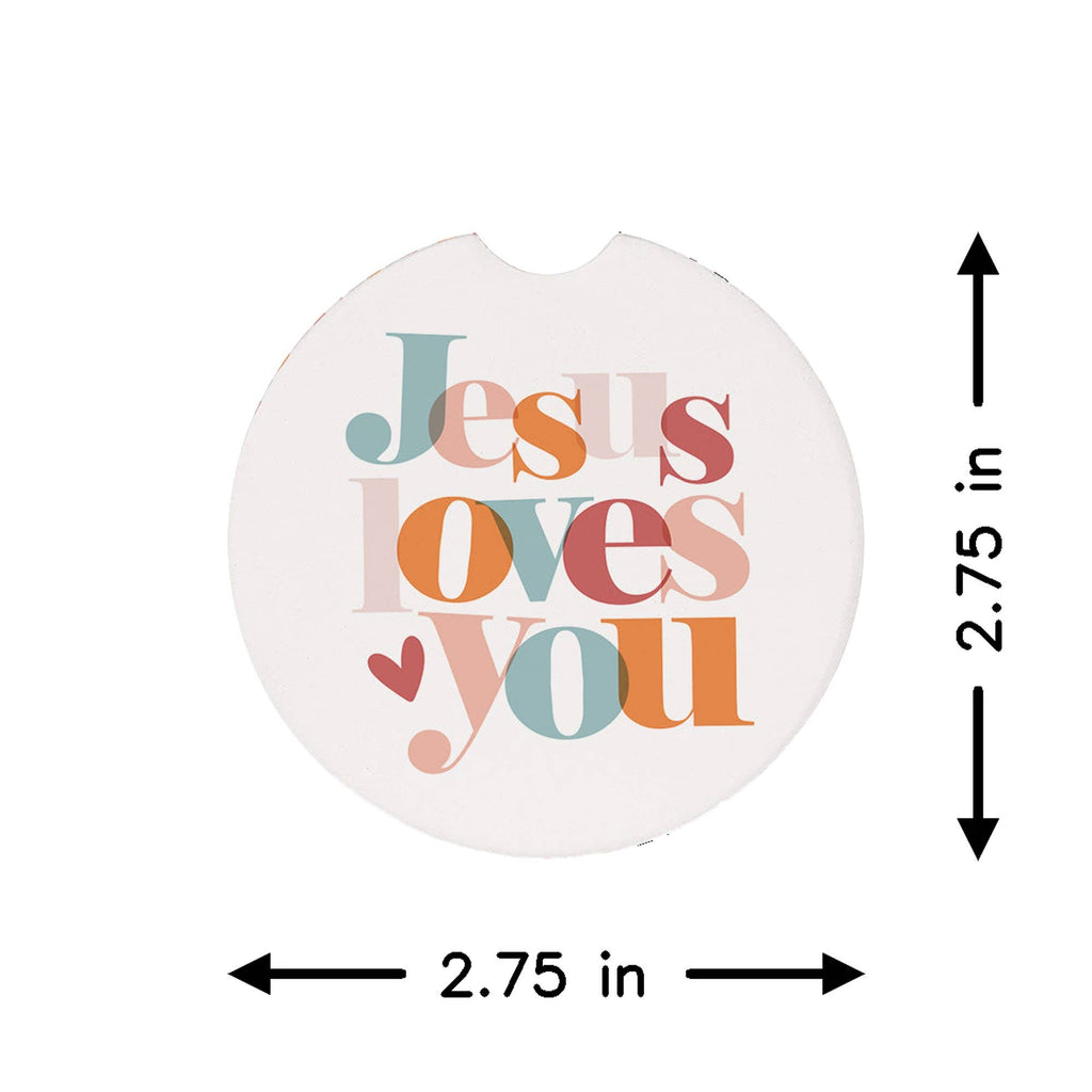 Jesus Loves You Stripes - Car Coasters