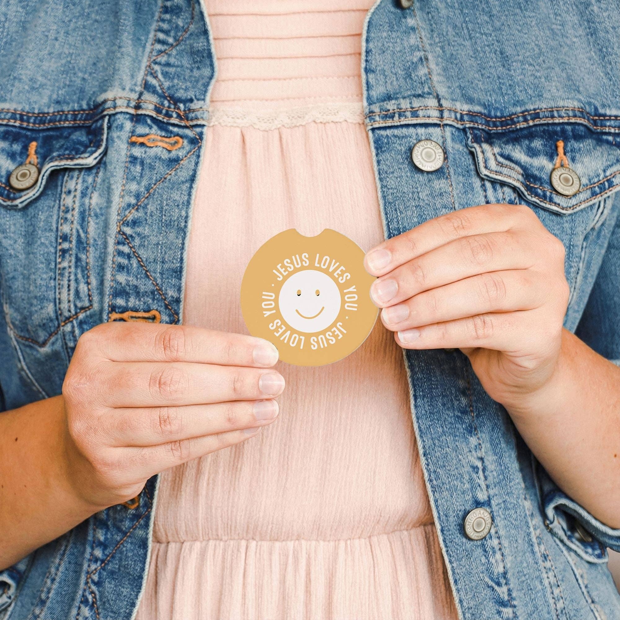 Jesus Loves Smiley - Car Coasters