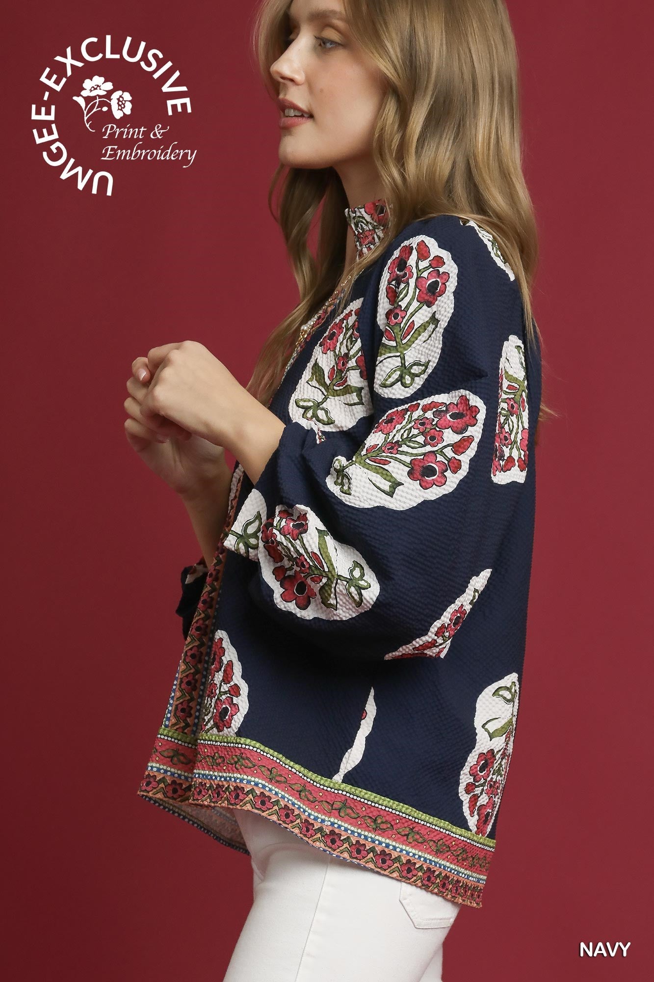 Boho Floral Print Tunic Top