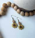 Polymer Clay Earrings - Everyday - Dangle Sunflower: Gold Plated