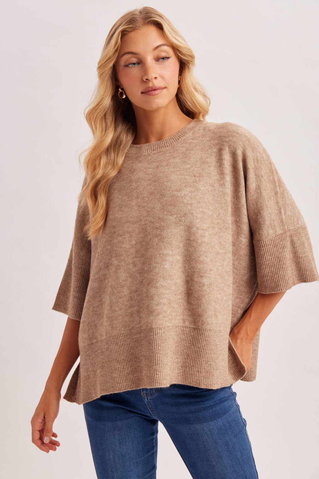Oversized Boxy Ribbed Knit Top