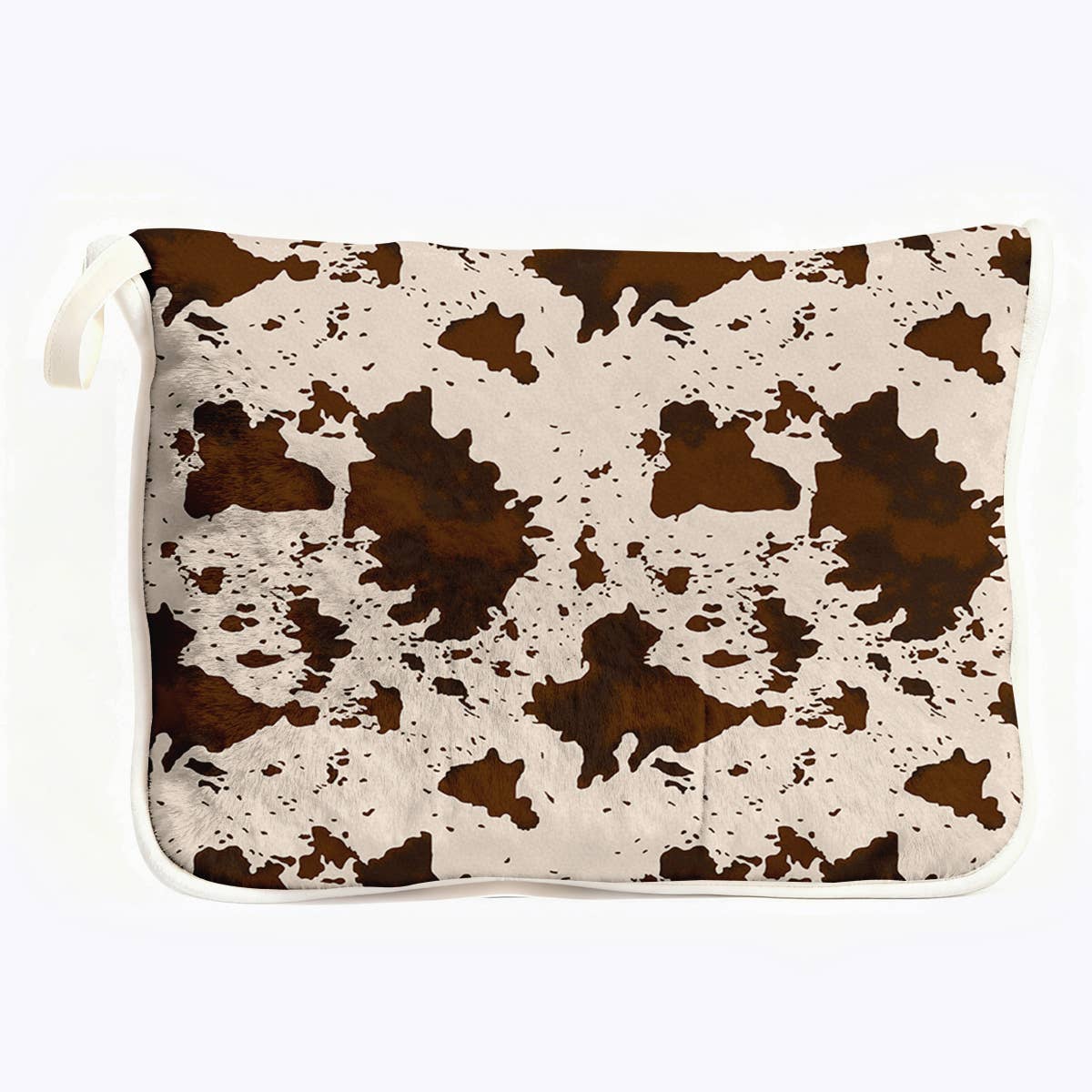 Brown Cowprint Plush Travel Throw Blanket with Matching Case