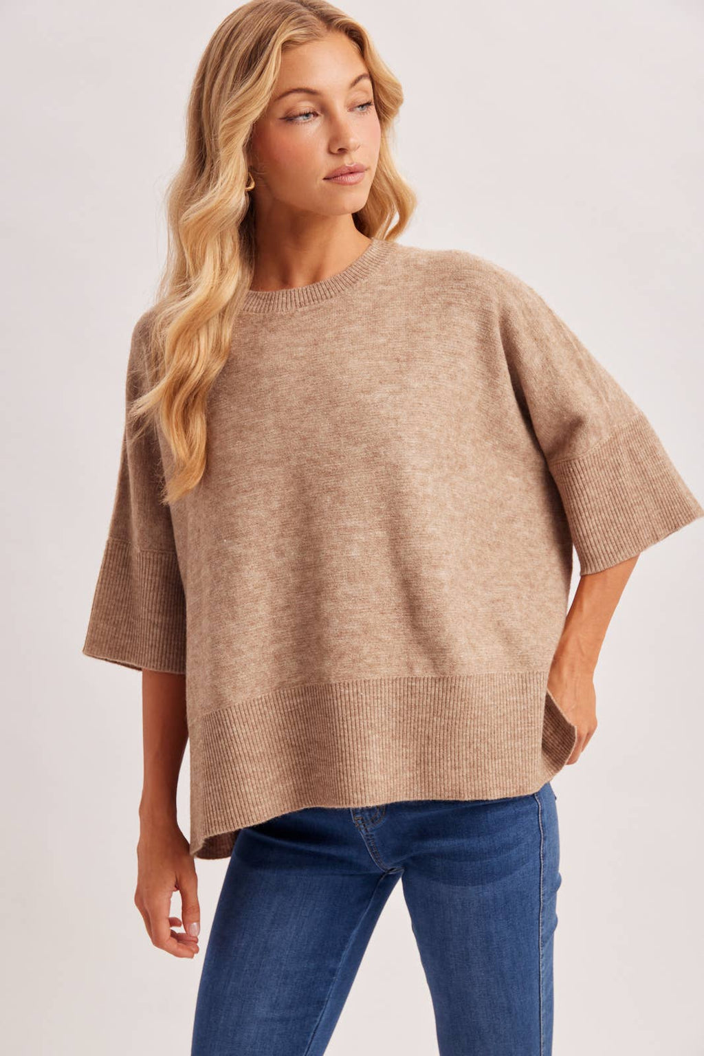 Oversized Boxy Ribbed Knit Top