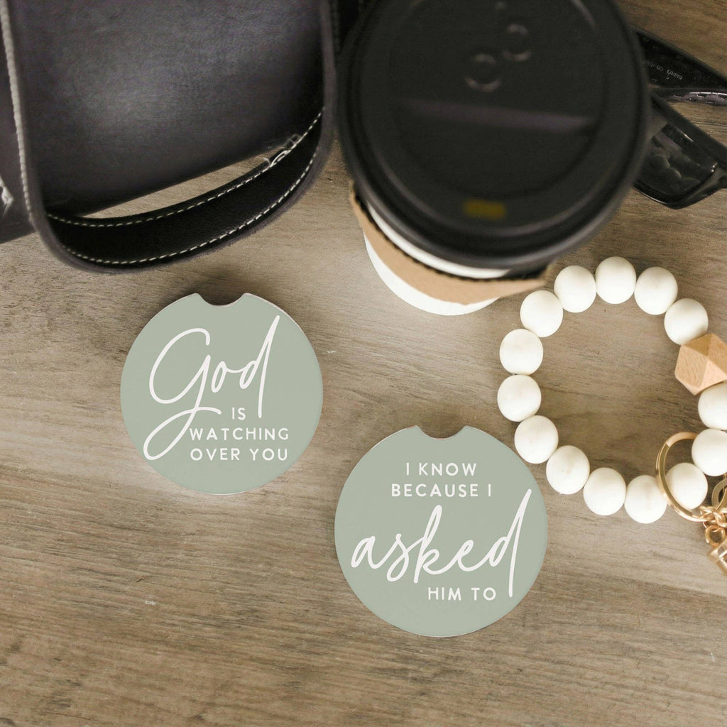 God Is Watching Asked - Car Coasters