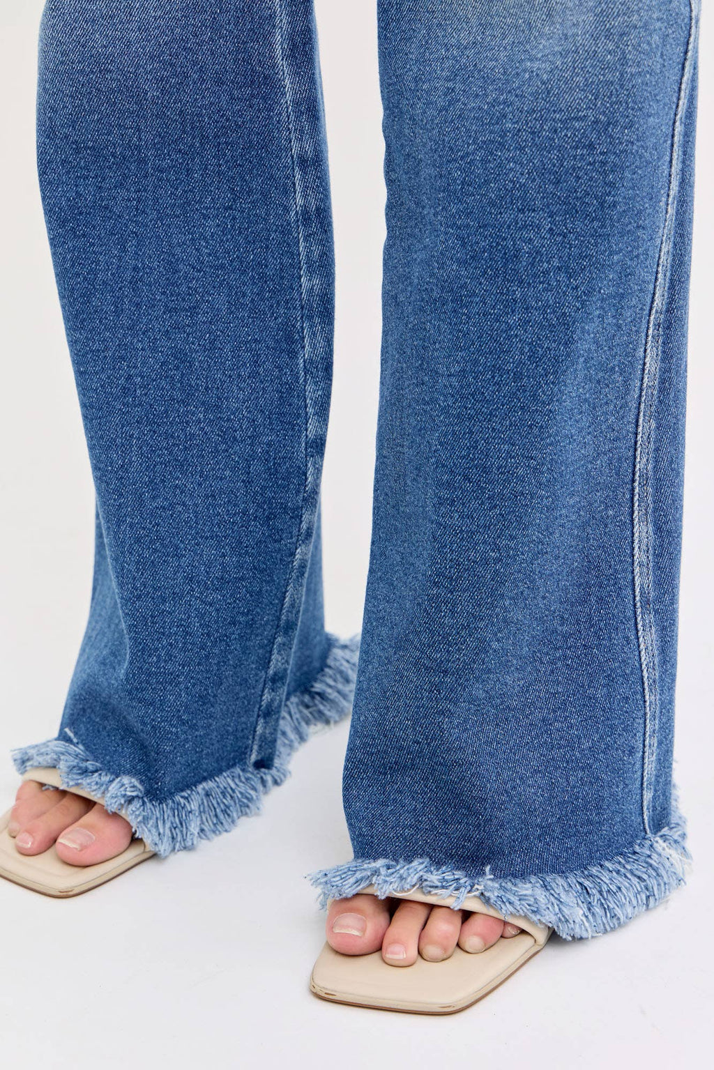 Cello Mid Rise Super Flare with Frayed Hem