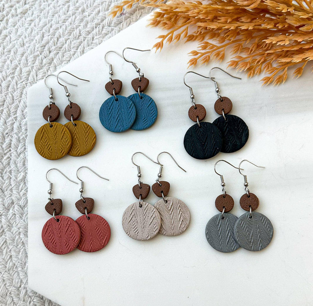 Polymer Clay Earrings - Everyday - Boho: Olive / Gold Plated