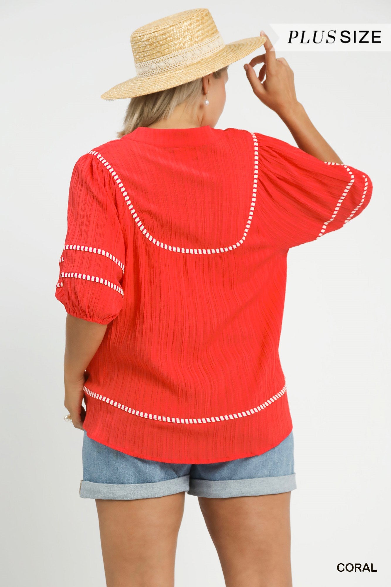 Textured Top with Contrast Trim