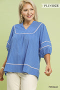 Textured Top with Contrast Trim