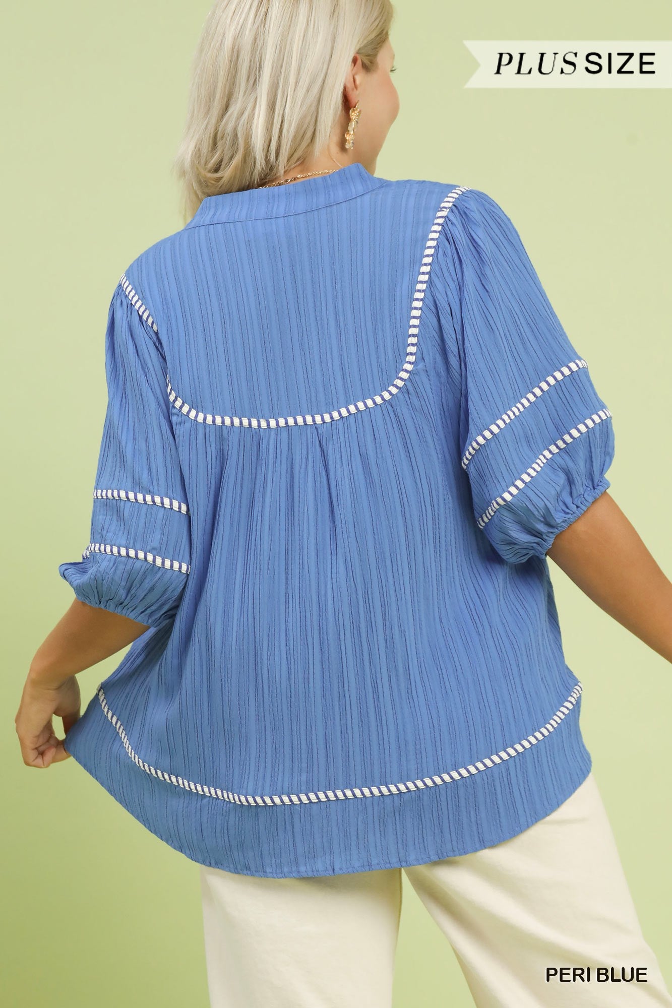Textured Top with Contrast Trim