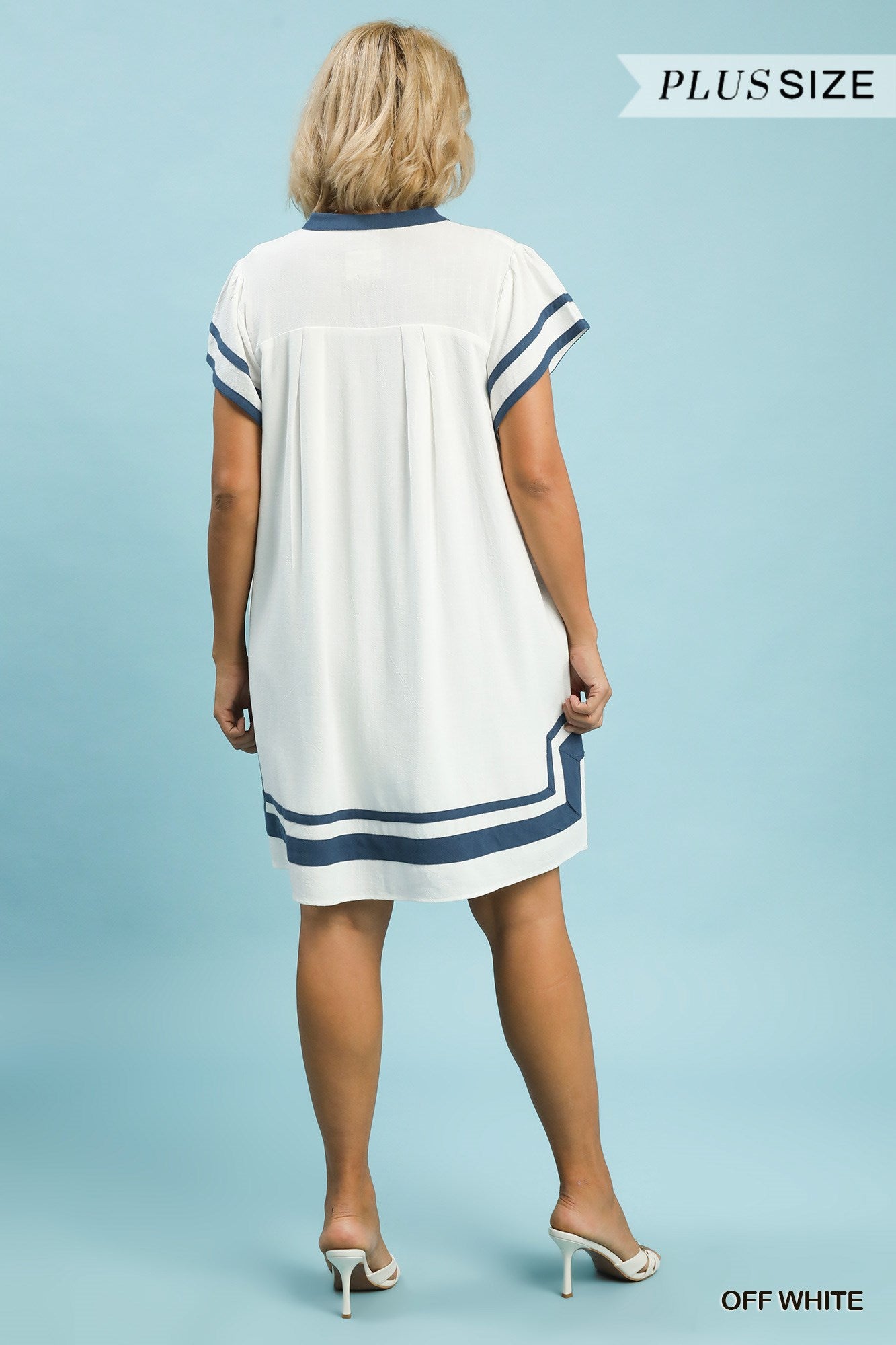 Linen Contrast Trim Short Sleeve Dress