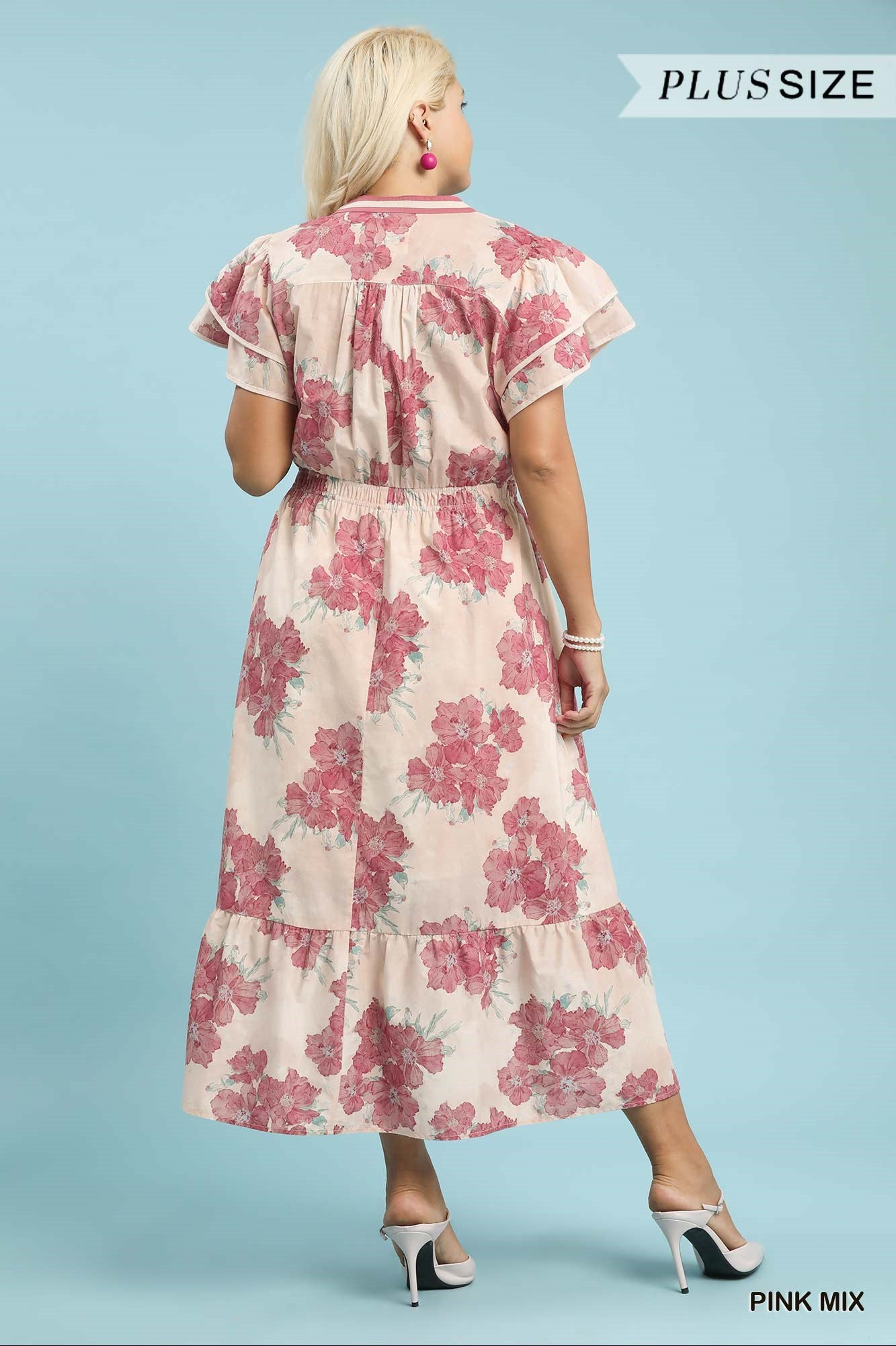 Floral Flutter Sleeve Midi Dress