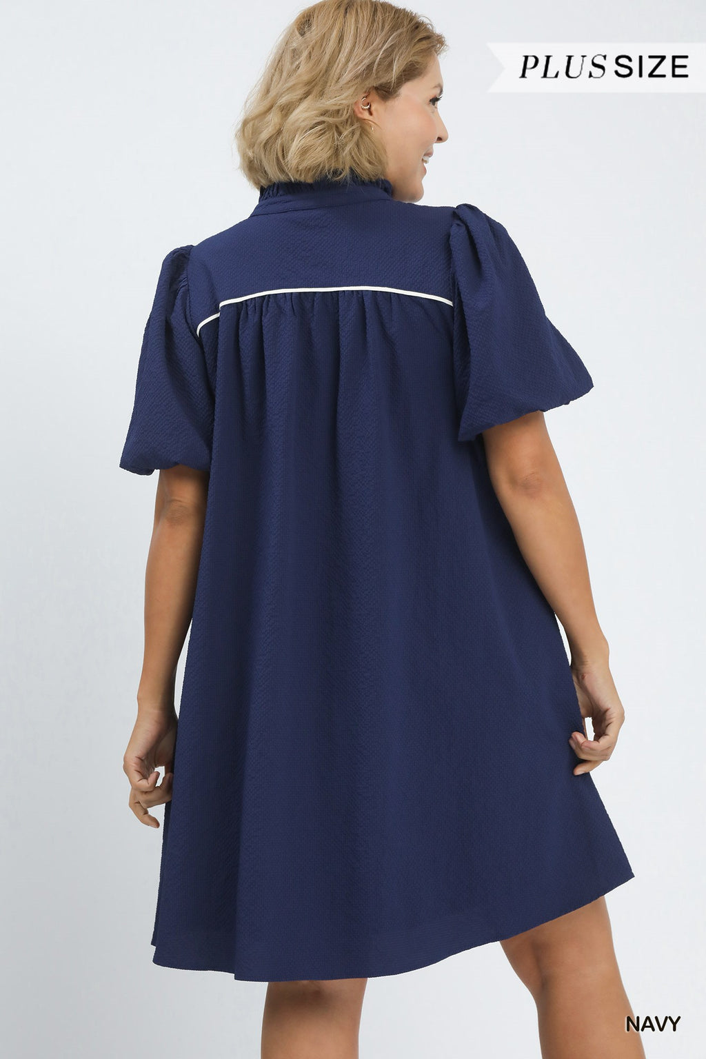 Seersucker Puff Sleeve Dress