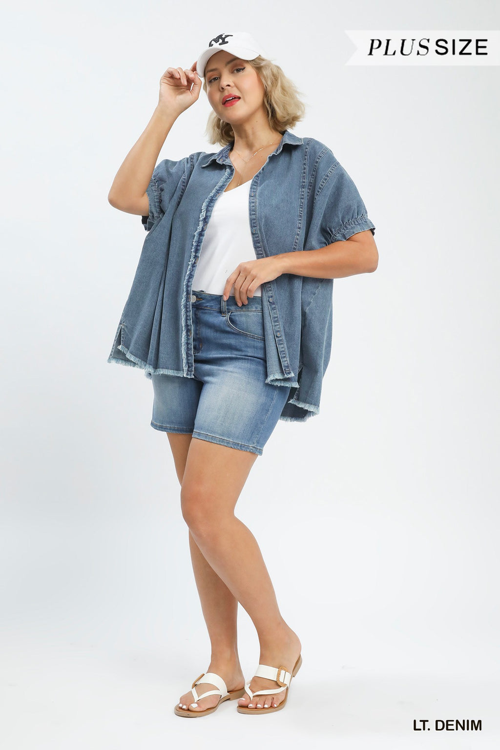 Washed Denim Oversized Top