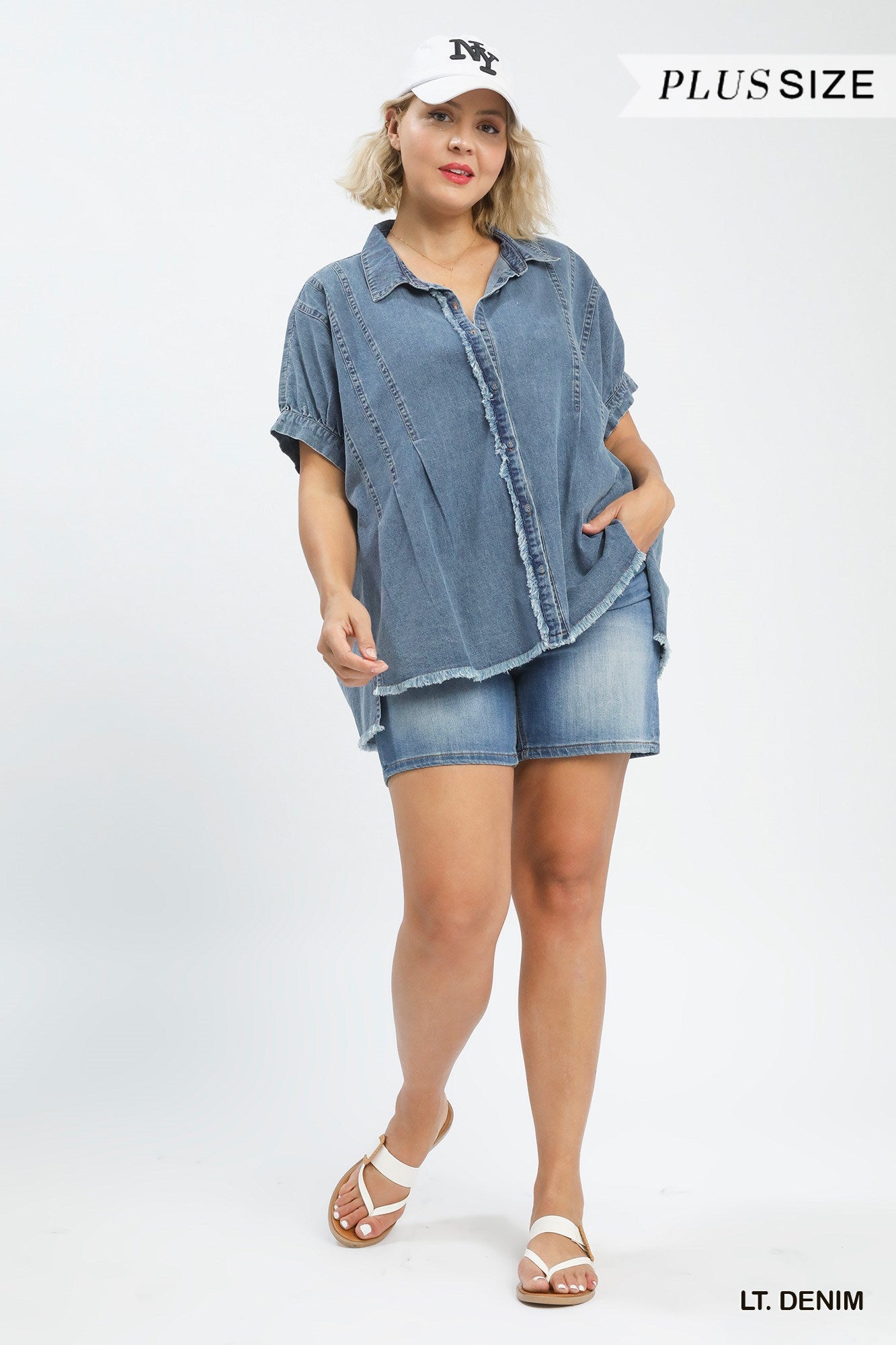Washed Denim Oversized Top